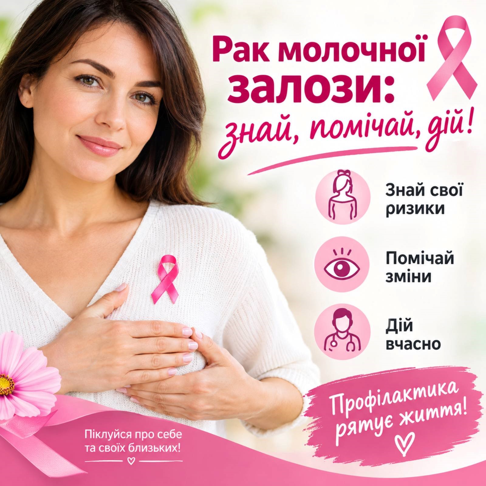 Рак молочної залози знай, помічай, дій!
